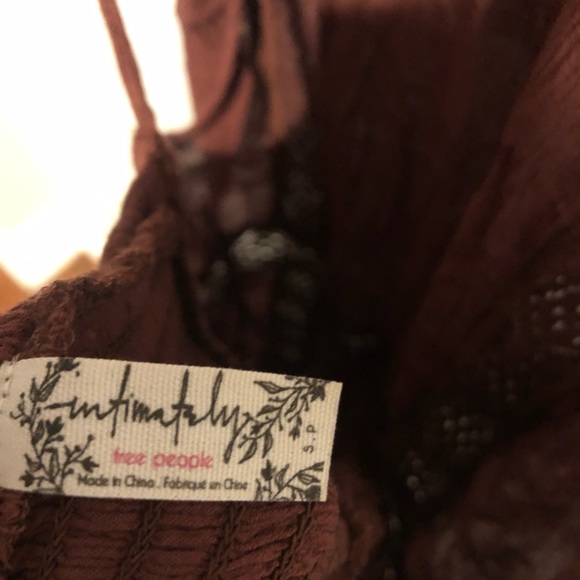 Free People Rust Falling for You Slip Halter Mini Dress Brown Lace - Picture 7 of 10